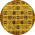 thumbnail image 1 of Ahgly Company Machine Washable Indoor Round Abstract Yellow Modern Area Rugs, 4' Round, 1 of 4
