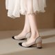 thumbnail image 3 of Zapatos de mujer individuales de punto con punta puntiaguda y tacón alto grueso para mujer, 3 of 5
