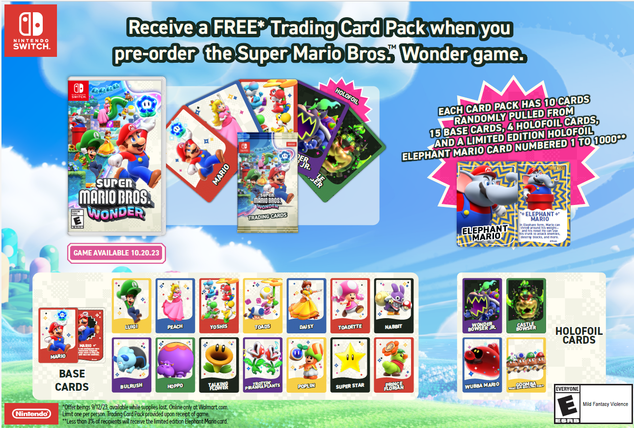 Super Mario Bros. Wonder + Exclusive Trading Card Pack - Nintendo Switch