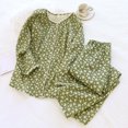 thumbnail image 6 of WRKEKC Silk Pajamas for Women Print Square Neck Ruffle Trim Long Sleeve 100% Cotton Home Loungewear Sleepwear Set for Fall, 6 of 9