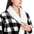 thumbnail image 4 of Safdie & Co. Polyester Bath Robe Sherpa Trim S/M White and Black Buffalo, 4 of 4