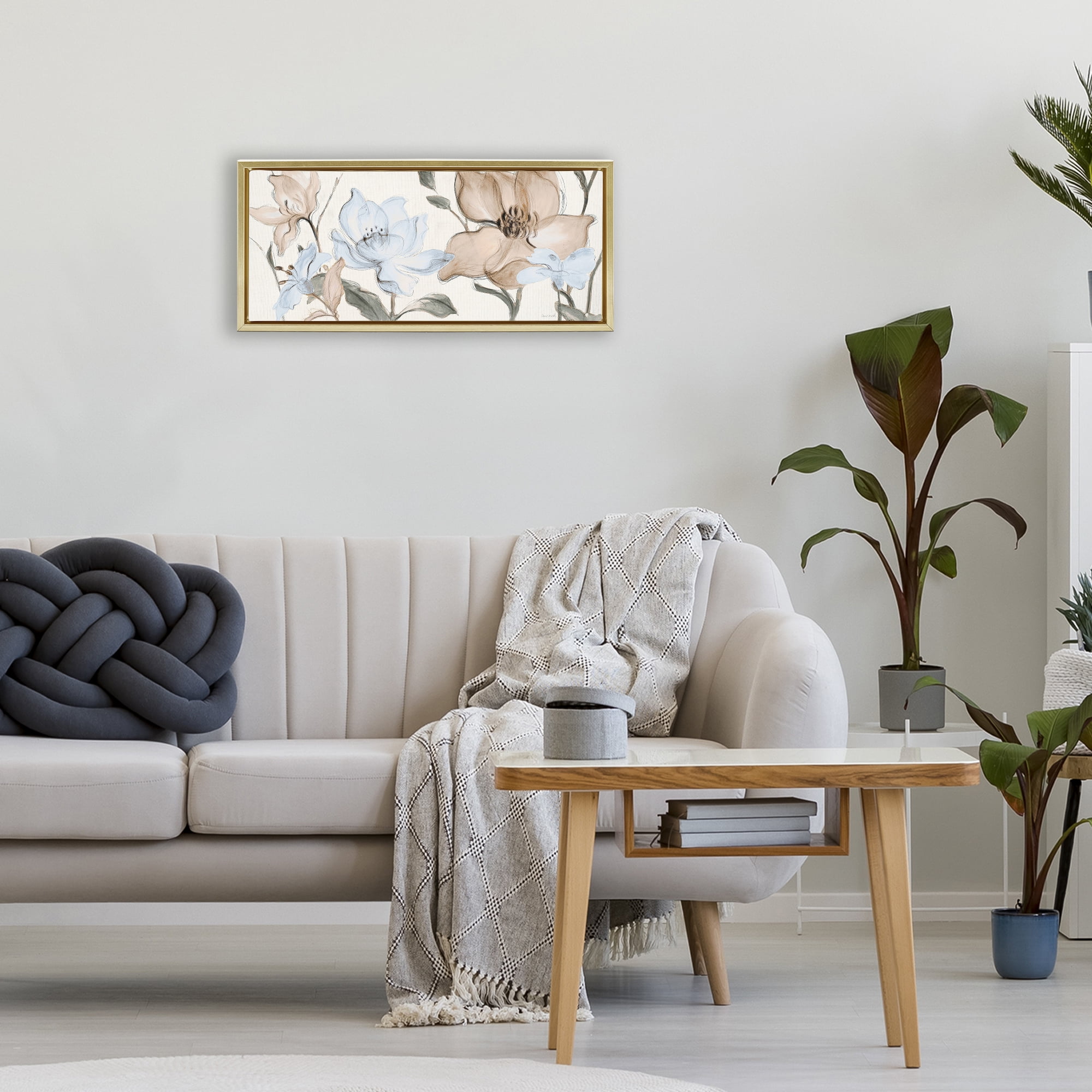 Stupell Industries Soft Whispering Florals Gold Framed Floater Canvas Wall Art, design by Lanie Loreth