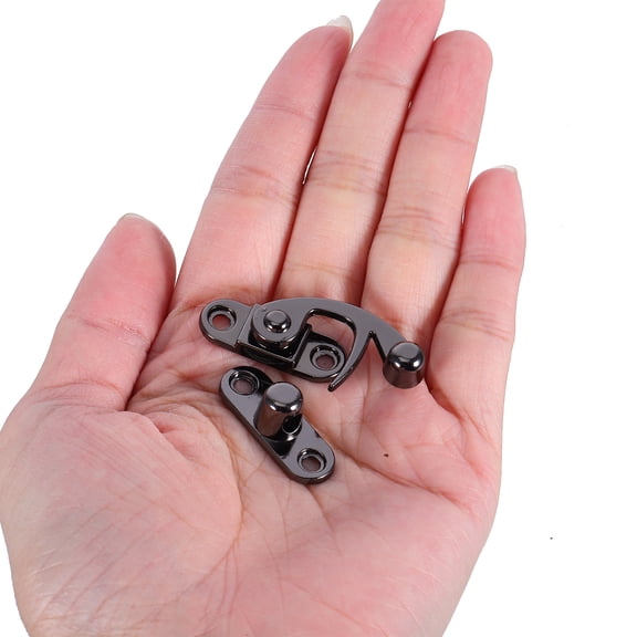 Homoyoyo Zinc Alloy Black Latch Hook Set of 2 for Wooden Boxes, Cabinets, Furniture Hardware Accessories