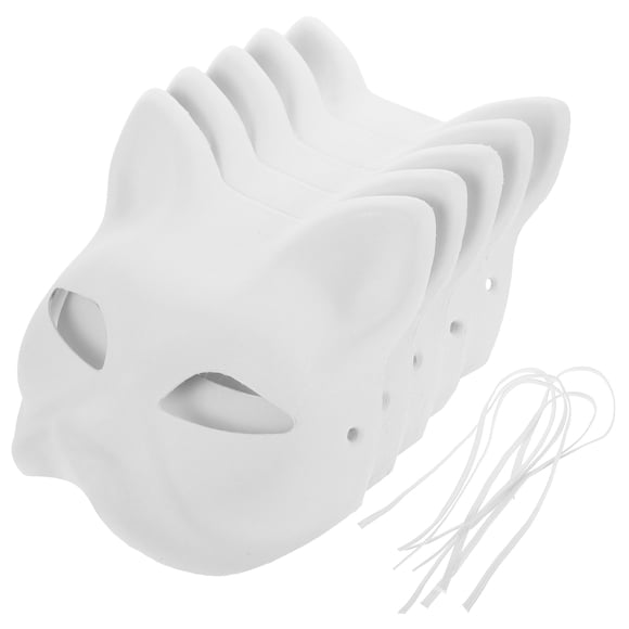 Miangastore Cat Face Mask White 5Pcs 6.9Inx6.7Inx3.9In