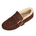 thumbnail image 3 of YLYL Women Suede Winter Flats Buckle Strap Low Heel Round Toe Slip on Comfortable Warm Walking Shoes, 3 of 9