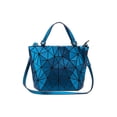 thumbnail image 1 of Kbinter - Bolsos luminosos geométricos y bolsos de mano de piel sintética ecológica, diseño holográfico, Azul, L, 1 of 5