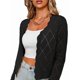 thumbnail image 1 of Chaqueta Cárdigan de Punto con Cuello en V y Larga para Mujer, Suéter Chal de Punto Sin Botones. Negro M, 1 of 8