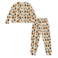 thumbnail image 3 of Tutolipy Halloween Pjs Sets for Women Cat Pumpkin Bat Printed Pajama Crewneck Sleepwear with Pockets Spider Web Printed Loungewear with Pockets, L, 3 of 7