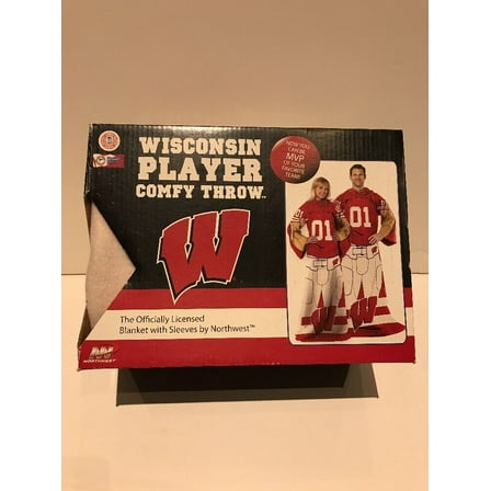 Wisconsin Badgers NCAA Adult Uniform Comfy Throw Blanket w/ Sleeves