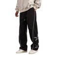 thumbnail image 3 of oqasdz Men's Pants Elastic Waist Spring Fall Star Embroidered Oversizxed Sweat Pants Sports Activities Casual Versatile Dailywear, 3 of 5