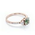 thumbnail image 3 of JeenMata 1 ct Natural Green Moss Agate and Moissanite - 7 Stone - Cluster Ring - Semi Eternity Engagement Ring in 18K Rose Gold Over Silver, 3 of 6