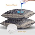 thumbnail image 4 of Throw Pillow Covers 26x26 Inch Set of 2, Blue Beige Boho Waterproof Outdoor Pillow Covers, Vintage Ethnic Tribe Abstract Art Decorative Cushion Pillowcases for Couch, Sofa, Bed, Garden, Patio, 4 of 9