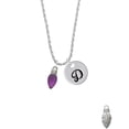 thumbnail image 2 of Delight Jewelry Silvertone Christmas Lights - Purple Resin Silvertone Script Initial Disc - D - Charm Necklace, 20"+3", 2 of 4