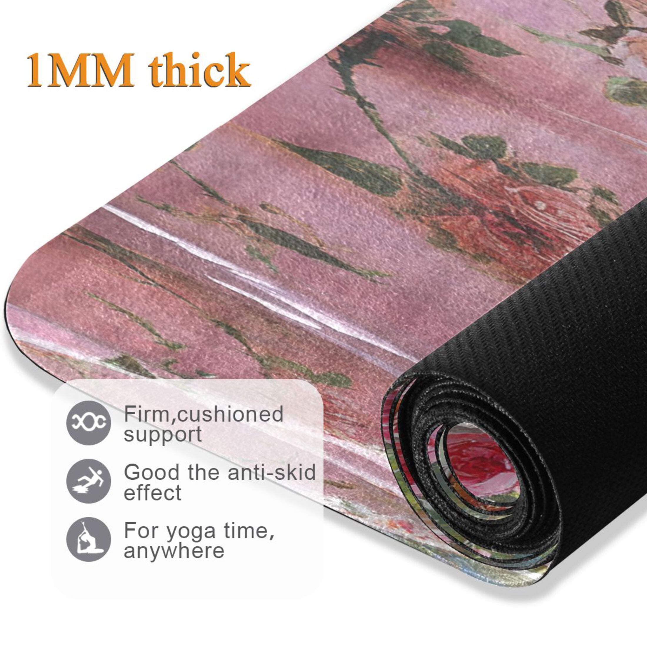BZSMCE Yoga Mat Women Tea Set with Pink Roses Fitness Mat