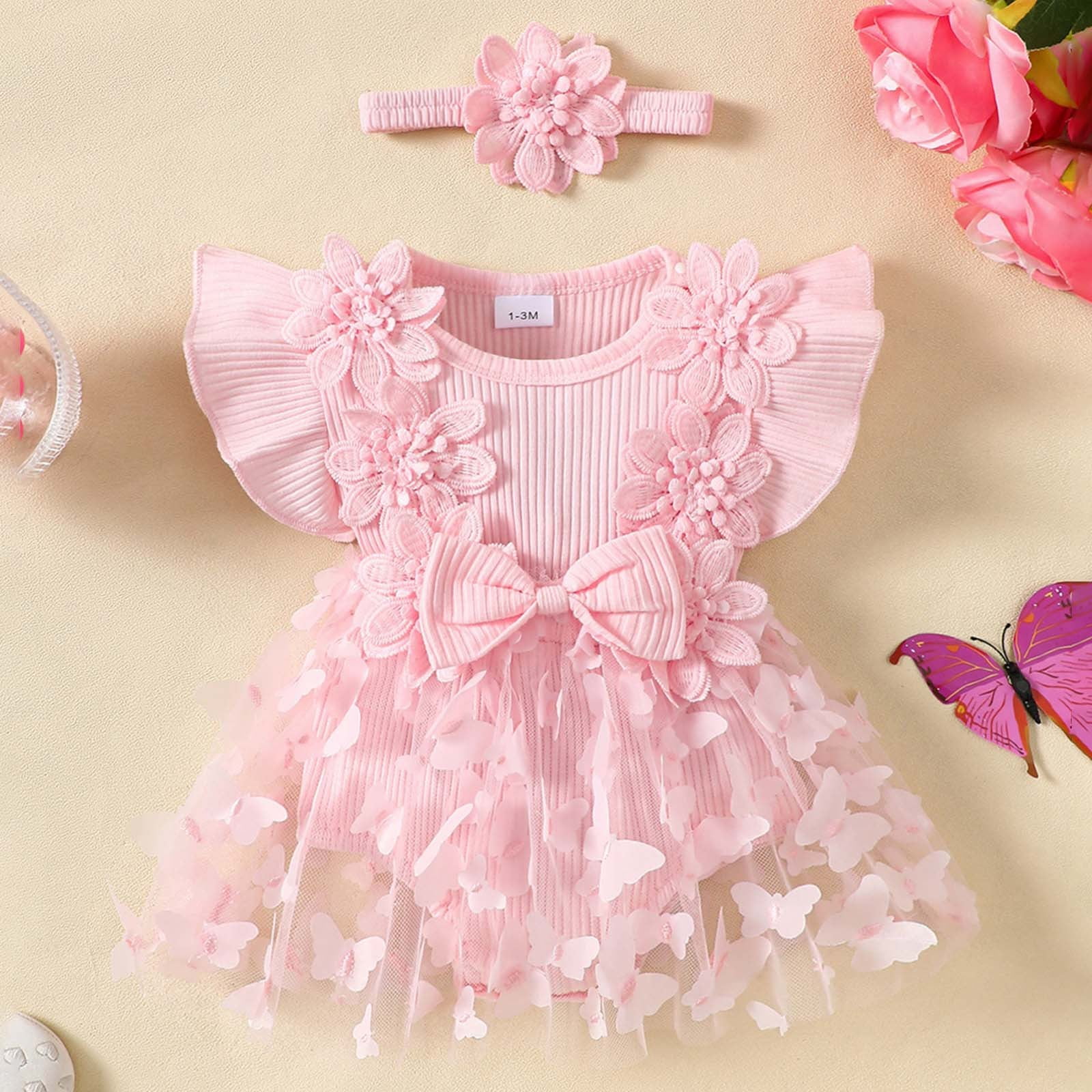 Carolilly Habit Bébé Fille Automne de 3 Pièces, Body à Volant à