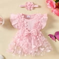 thumbnail image 2 of TBWNWG Tulle Dress Pink 3D Butterfly Applique Summer Fly Sleeve Romper,Size 12-18 Months, 2 of 8