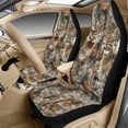 thumbnail image 3 of Xixirimido Car Seat Cover Set of 5 Pieces Front Seat Covers with Matching Seat Belt and Center Console Covers PU Leather Fits Most Vehicles, Hunting Elks Forest Camouflage, 3 of 8