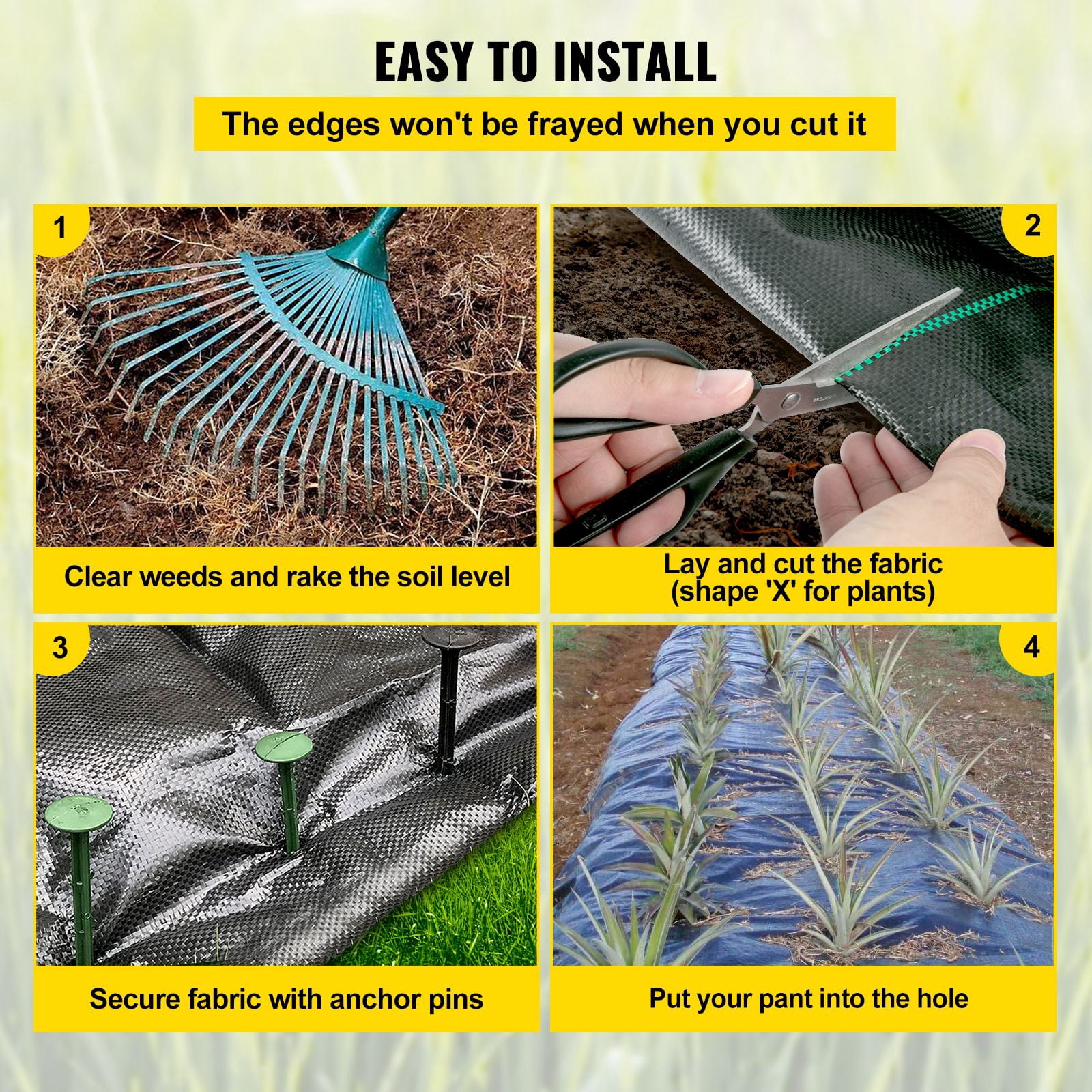 Weed Barrier, 5.8oz Landscape Fabric, 3ft x 300ft Cover Mat Heavy Duty Woven Grass Control Geotextile for Garden, Patio, Black