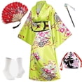 thumbnail image 3 of Bata tipo kimono de anime japonés para mujer, bata de geisha yukata, vestido dulce, bata de baño de satén con flores, ropa de dormir, 3 of 5