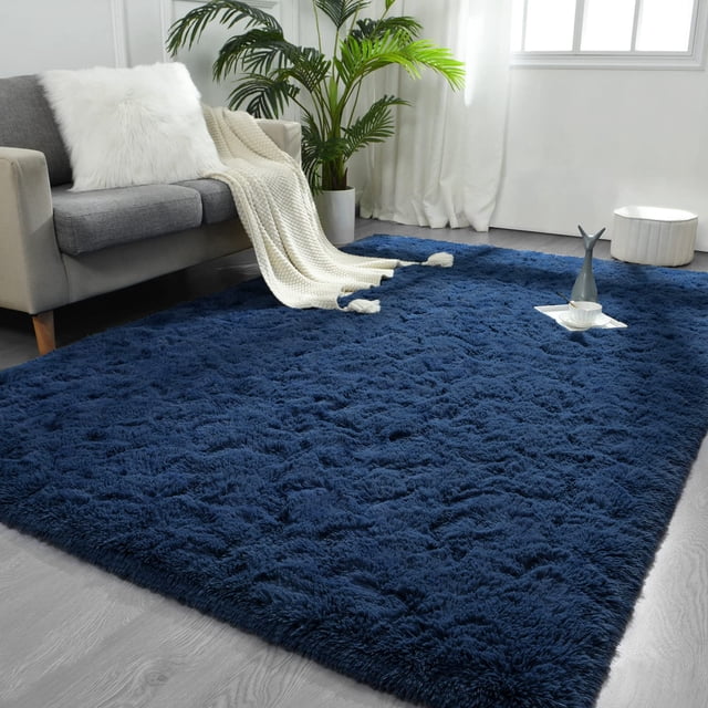 Alfombra FlyDoit, tamaño grande, 150 x 240 cm, color azul marino, para sala de estar