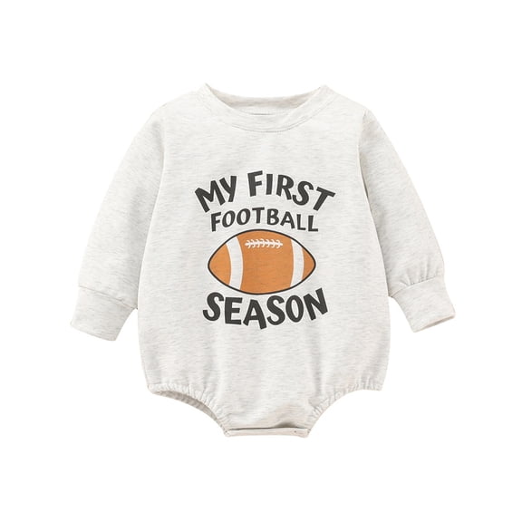 XYIJANI Baby Girl Pajamas 0-3 Months Newborn Infant Baby Boys Girls Cotton Print Football Autumn Long Sleeve Romper Bodysuit Clothes Baby Boy Clothing Set 12-18 Months (Gray,80)