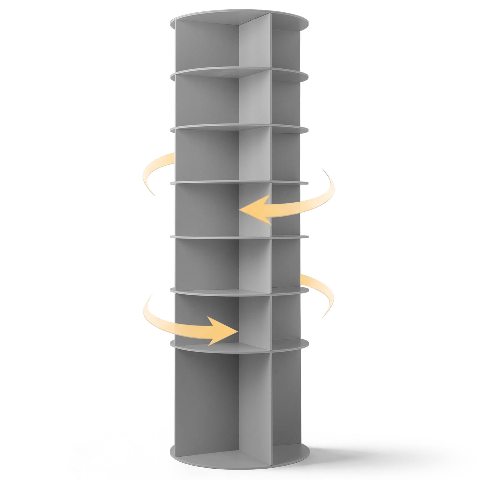 Ktaxon 7-Tier Rotating Shoe Rack Tower,  Free Standing 360° Revolving  Organizer, 28 Pairs of Shoes/ Bag, Gray