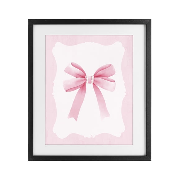 Stupell Industries Glam Feminine Bow with Pearls Black Framed Print Under Glass, 13 x 16, by Kim Allen