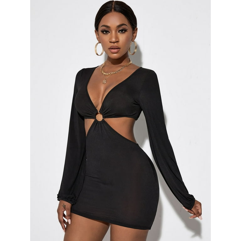 Women S Rib O Ring Cut Out Waist Mini Dress w Walmart Com Women S Rib O Ring Cut Out Waist Mini Dress w Walmart Com