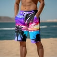 thumbnail image 1 of Men's Board Shorts - Beach Pants Casual 3D Printed Seaside Coconut Tree Sunset Designed for Men, 1 of 4
