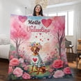 thumbnail image 2 of Hello Valentine’s Day Vizsla Flower Crown Romantic Pink Floral Quilt Blanket Vizslas Dog Lover Gifts Idea Cozy Comforter Throw Blanket - 00031, 2 of 5