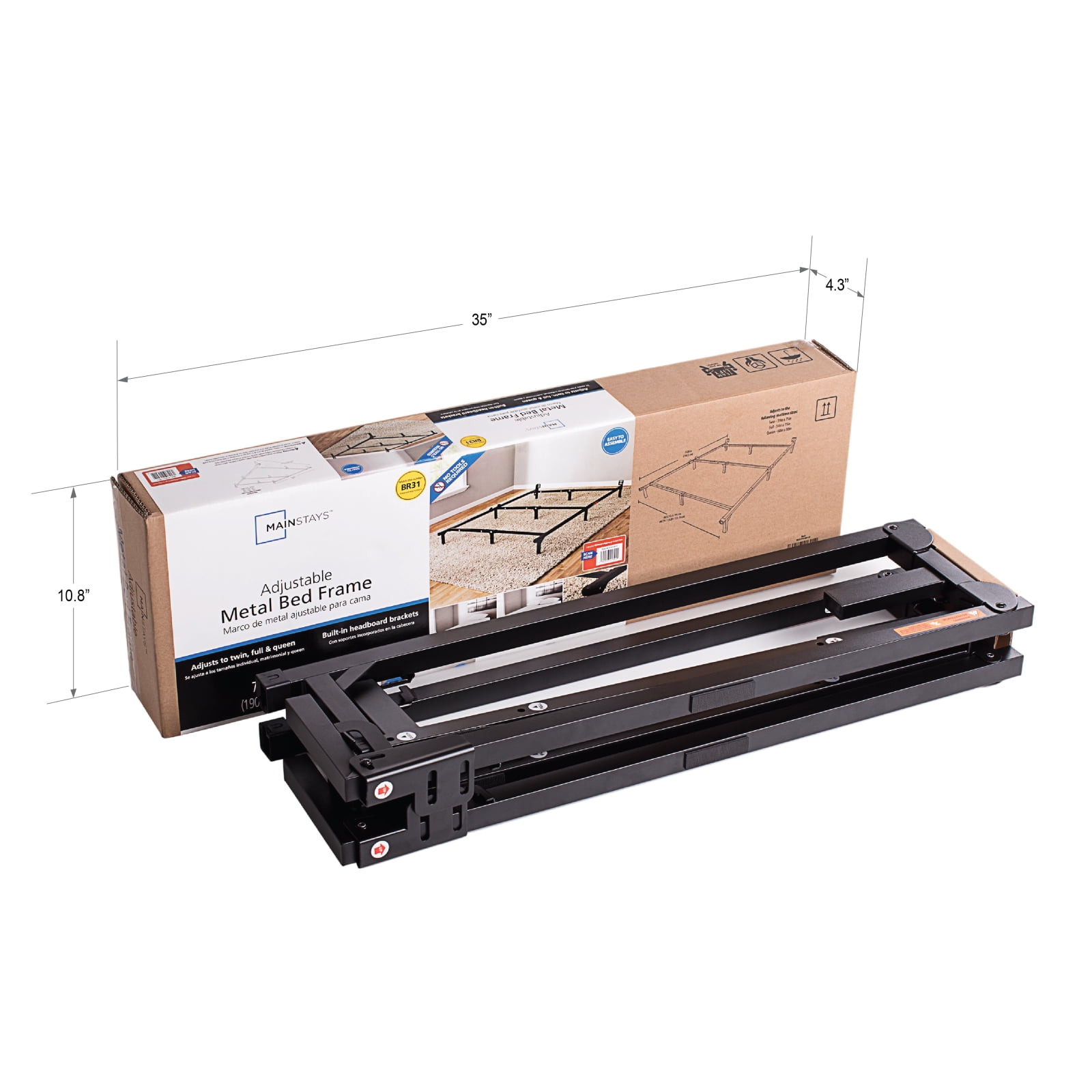 Mainstays 7 Adjule Bed Frame Black Steel Com
