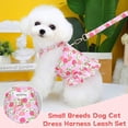 thumbnail image 5 of Small Dog Dress Harness and Leash Set Cute Princess Birthday Dog Dresses Soft Fruit Print Puppy Dresses Girl Dog Clothes for Small Dogs Cats - S, 5 of 7