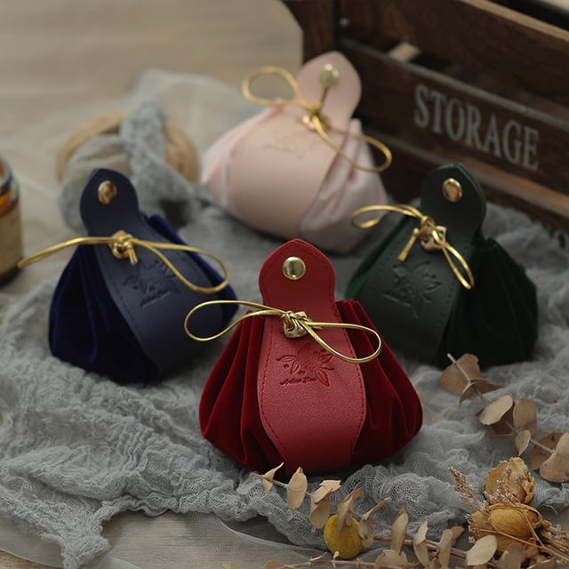 Gift Bag Drawstring Flannelette Texture Buckle Closure Portable Decor Gift Giving Widely Used Faux Leather Party Candy Pouch Wedding Ornament