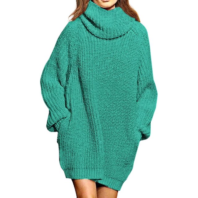 LAICAIW Robe Chandail Longue Ample à Col Roulé Oversize pour Femmes
