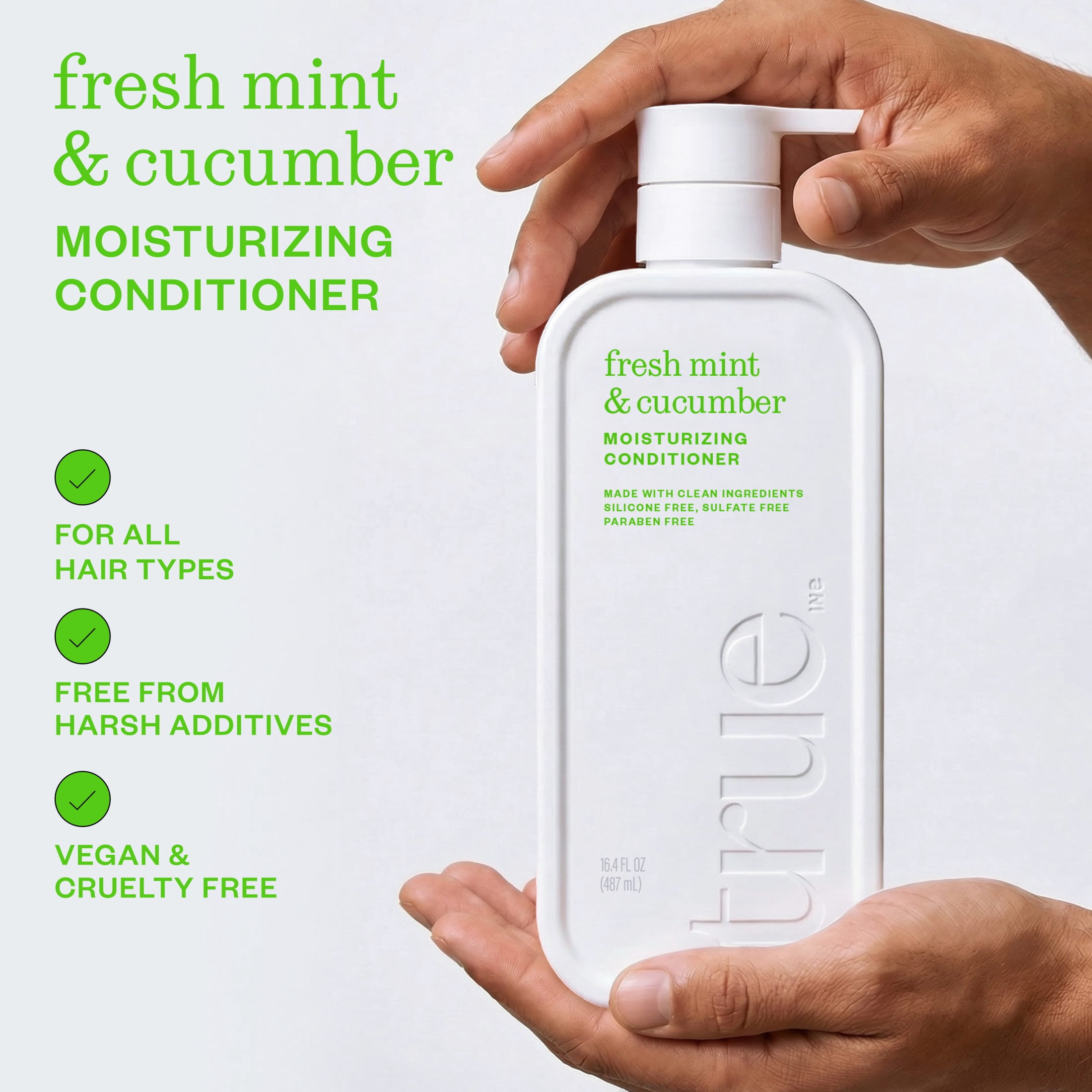 True Fresh Mint & Cucumber Moisturizing Conditioner - Moisturizing and Hydrating Formula for Women & Men, 16.4 fl oz