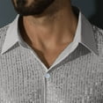 thumbnail image 4 of Taqqpue Men Dress Shirt Sequins Short Sleeve Button Down Shirt Luxury Disco Party Nightclub Christmas Prom Costume, 4 of 6
