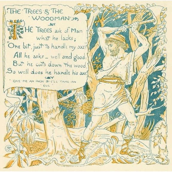 Posterazzi DPI1855446 The Trees & The Woodman From The Book Babys Own Aesop by Walter Crane Published C1920 Poster Print, 14 x 14