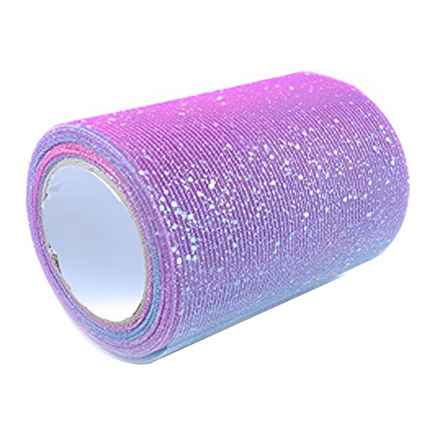 Billuyoard Rollo de tul con purpurina, tela suave, tul calado con lentejuelas brillantes, rollos de arcoíris, decoraciones para vestidos transpirables, Artesanía Rojo Púrpura Azul Billuyoard HA082873-02