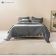 thumbnail image 3 of The Tangerine Store 3-Piece Pure Linen Duvet Cover Set 102x90 inches - King Size, Light Grey Embroidered Edge - Zip Closure, 4 Corner Ties, Pre-Washed Fabric, 3 of 6