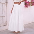 thumbnail image 2 of JIRNYORLL Womens Smocked Tiered Maxi Skirt with Pockets Drawstring Elastic High Waisted A Line Long Skirts, White S, 2 of 6