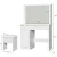 thumbnail image 2 of Makeup Vanity Desk with Lighted Mirror, White Vanity with Chair Power Outlet Drawers Cabinet, Dressing Table Set with 3 Lighting Modes for Bedroom, 2 of 6