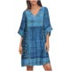 thumbnail image 1 of Vestido Bohemio Floral Vestido Retro Con Cuello en V Mini Vestidobohemio Vintage Con Cuello en V Suelto Media Manga Estampado Hasta El Tobillo Vestido Odeerbi ODB116694, 1 of 8
