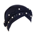 thumbnail image 2 of Holzkary Turbans for Women Head Wraps for Black Women Stretch 2025 Trendy Women's Soft Monochrome Single Braid Hat Pin Muslim Baotou Hat Navy One Size, 2 of 4