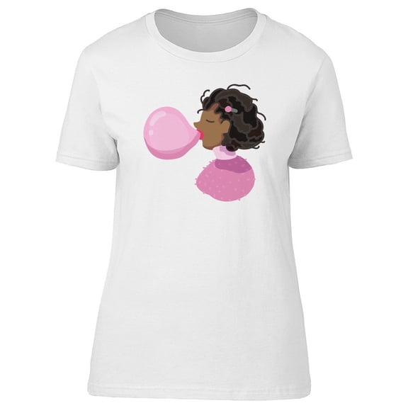 Cute Girl With Bubble Gum Bubble T-Shirt Women -Image by Shutterstock, Female Medium