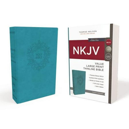 NKJV, Value Thinline Bible, Large Print, Imitation Leather, Blue, Red Letter