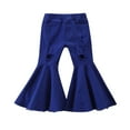 thumbnail image 2 of EnJoCho Fashion Flare Pants for Girls Toddler Kids Denim Bell Bottom Pants Baby Girl Ruffles Flare Ripped Jeans Trousers for Kids 1-6Y, 2 of 6