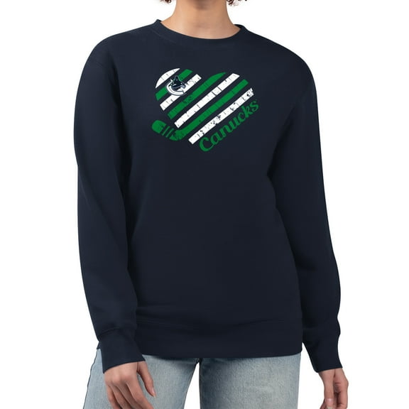 Women's G-III 4Her by Carl Banks Navy Vancouver Canucks Heart Graphic Pullover Sweatshirt