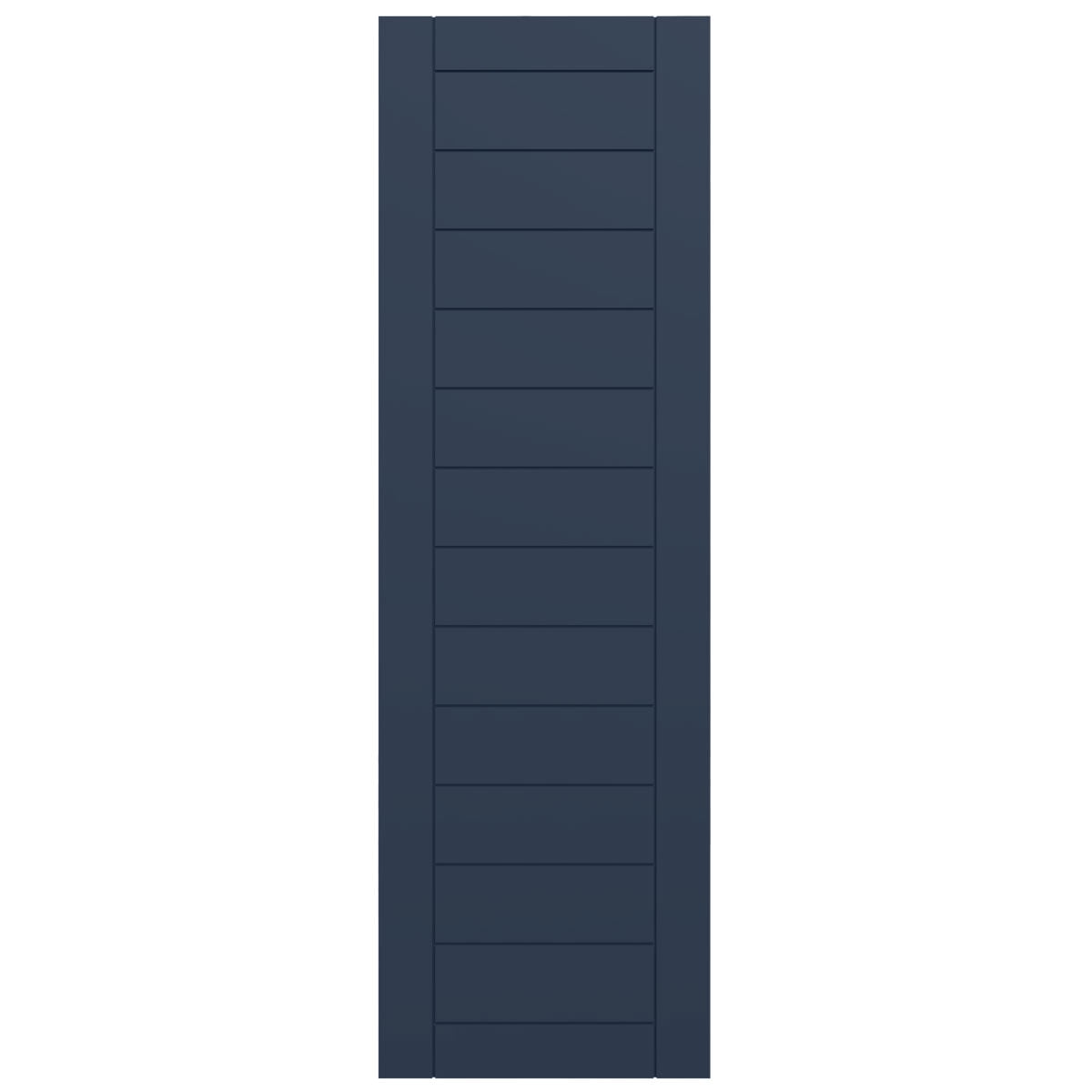 Ekena Millwork 15"W x 65"H True Fit PVC Horizontal Slat Framed Modern Style Fixed Mount Shutters, Starless Night Blue (Per Pair - Hardware Not Included)
