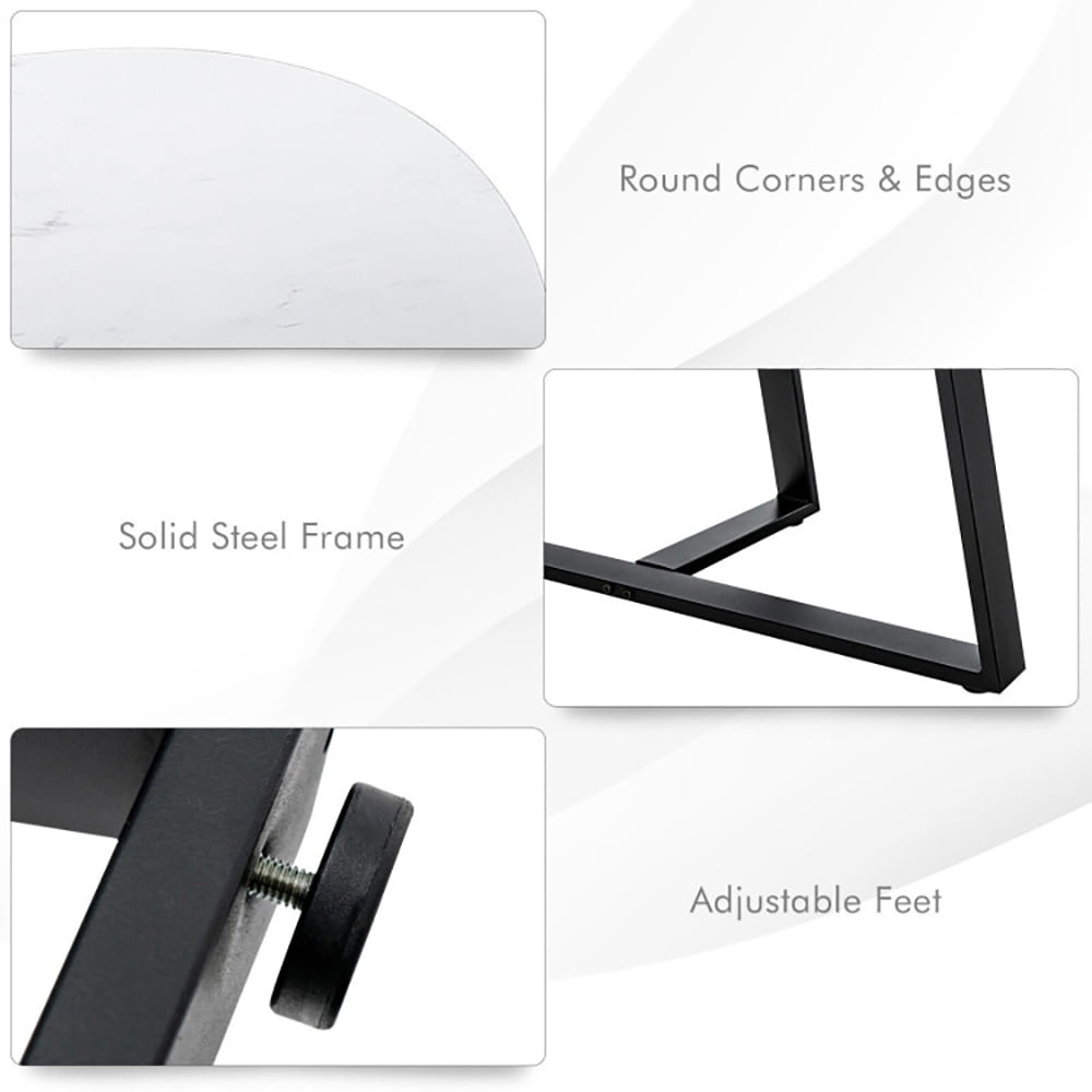 Finihen Coffee Table, Nesting Coffee Table, Set of 2 Modern Faux Marble Nesting Coffee Table Set with Oval and Round Table, for Living Room, Reception Room, White Finihen Coffee Table, Nesting Coffee Table, Set of 2 Modern Faux Marble Nesting Coffee Table Set with Oval and Round Table, for Living Room, Reception Room, White