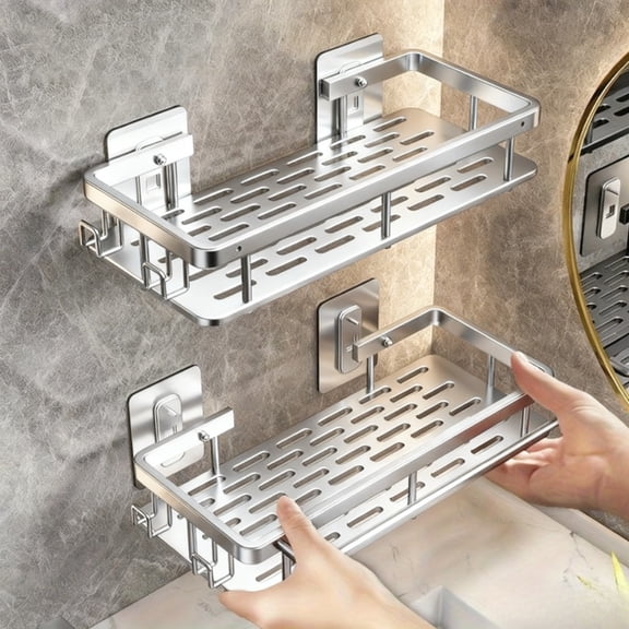 Shower Caddy - 2 Pack Adhesive Shower Organizer, Rustproof Metal Shelves, No-Drill Bathroom Organizers and Storage
